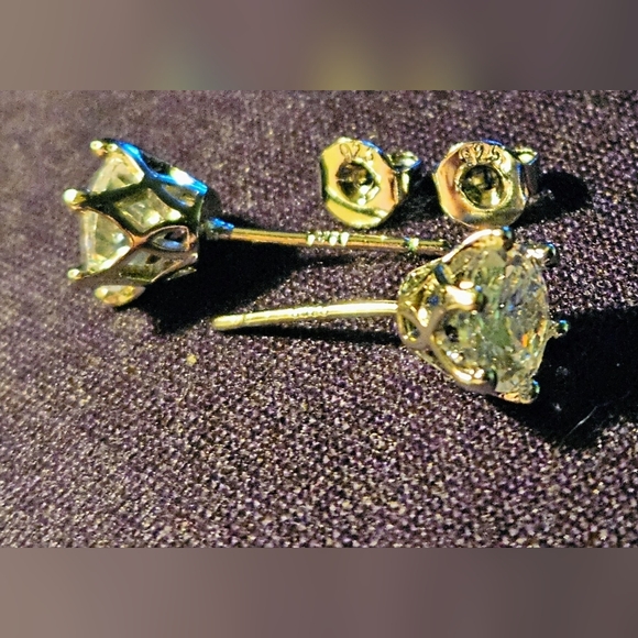 Moissanite and Silver Round Cut Earrings - Picture 7 of 9